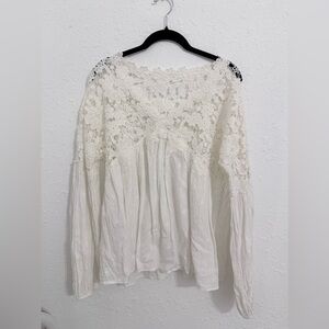 Free People Chic Lace Detail Women's Blouse in Cream